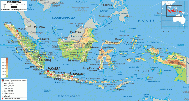 Indonesia-physical-map
